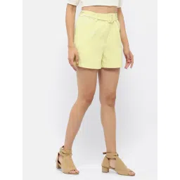 MADAME Light Yellow Relaxed Fit Shorts image 3