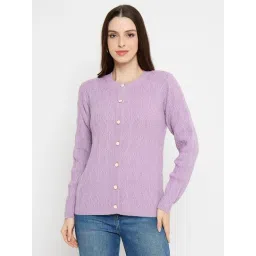 MADAME Lilac Woven Design Long Sleeves Cardigan-picture-31