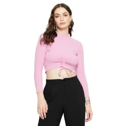 MADAME Mauve Slim Fit Crop Top-picture-38