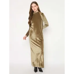 MADAME Metallic Gold Solid Dress-picture-36