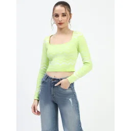 MADAME Mint Green Chevron Regular Fit Top-picture-13