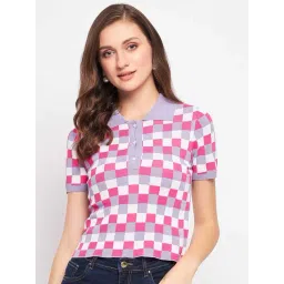 Madame Multi-Color Checks Regular Fit Top & Tees-picture-16