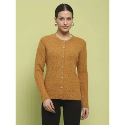 MADAME Mustard Self Pattern Cardigan-picture-23