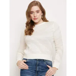 MADAME Off-White Self Pattern Sweater-picture-14