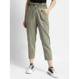 MADAME Olive Cotton Regular Fit Mid Rise Cargo Pants-picture-40
