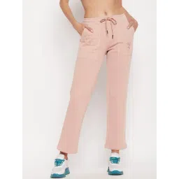MADAME Pink Cotton Regular Fit Mid Rise Trackpants-picture-19