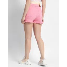 MADAME Pink Cotton Regular Fit Shorts image 2