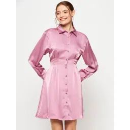 MADAME Pink Regular Fit Shirt Dress-picture-26
