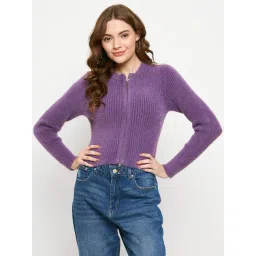 MADAME Purple Self Pattern Jacket-picture-15