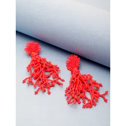 Madame Red & Gold-Plated Quirky Shaped Drop Earrings-picture-34