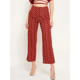 MADAME Red Printed Regular Fit Mid Rise Trousers-picture-18