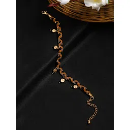 Madame Rose-Gold & Brown Chain Weaved Hand-Made Multi Alphabet Anklet-picture-34