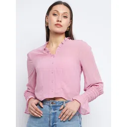 Madame Ruffled Shirt Style Crop Top-picture-32