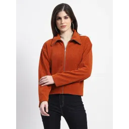 MADAME Rust Cotton Textured Jacket-picture-14