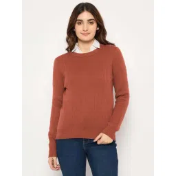MADAME Rust Solid Sweater-picture-14