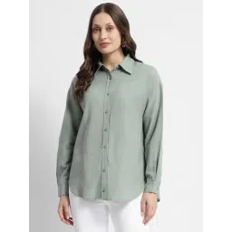 MADAME Sage Green Regular Fit Shirt-picture-36