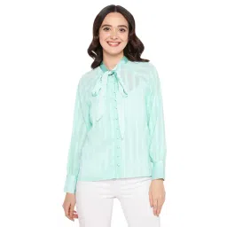 Madame Sea Green Polyester Stripes Top-picture-32
