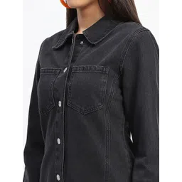 Madame Solid Straight Long Sleeves Shirt Dress image 2