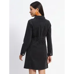 Madame Solid Straight Long Sleeves Shirt Dress image 5