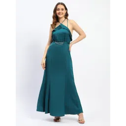 MADAME Teal Regular Fit Maxi Dress-picture-41