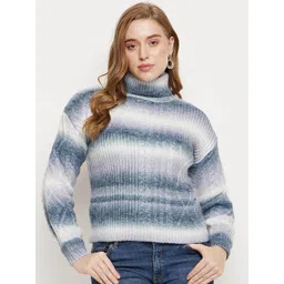Madame Turtle Neck Cable Knit Acrylic Pullover Sweater image 1