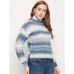 Madame Turtle Neck Cable Knit Acrylic Pullover Sweater image 3