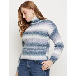 Madame Turtle Neck Cable Knit Acrylic Pullover Sweater image 5
