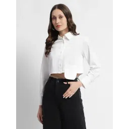 MADAME White Regular Fit Crop Shirt-picture-31
