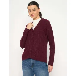 MADAME Wine Self Pattern Cardigan-picture-17