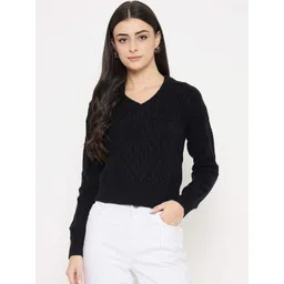 Madame Women Cable Knit Crop Pullover-picture-33