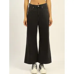 Madame Women Mid-Rise Clean Look Cropped Wide Leg Pure Cotton Casual Jeans-picture-17