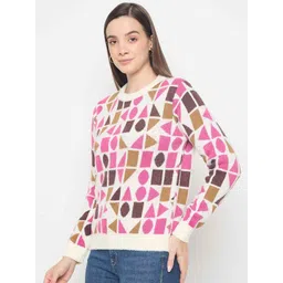 Madame Women Printed Round Neck Long Sleeves Pullover image 3