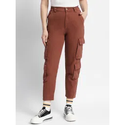 Madame Women Pure Cotton High-Rise Cargo Trousers-picture-21