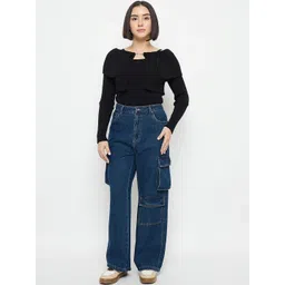 Madame Women Pure Cotton Mid-Rise Cargo Jeans image 5