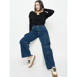 Madame Women Pure Cotton Mid-Rise Cargo Jeans image 3