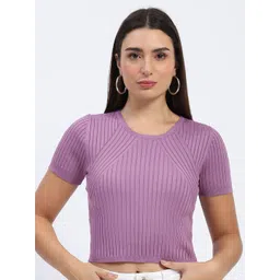 Madame Women Round Neck Crop Top-picture-28