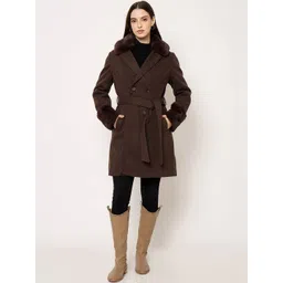 Madame Women Self Design Double-Breasted Overcoat-picture-29