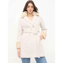 Madame Women Self Design Double-Breasted Overcoat-picture-16