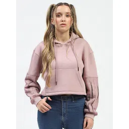 Madame Women Solid Hood Cotton Pullover Sweatshirt-picture-15