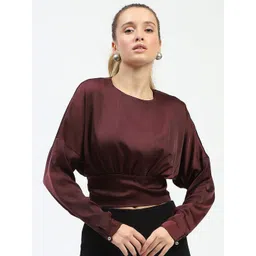 Madame Women Solid Round Neck Top-picture-19