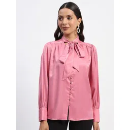 Madame Women Solid Tie-Up Neck Top-picture-18