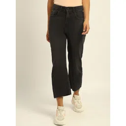 Madame Women Straight Fit Mid-Rise Clean Look Crinkle Pure Cotton Jeans-picture-14