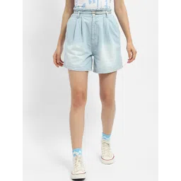 Madame Women Washed Pure Cotton Denim Shorts-picture-24