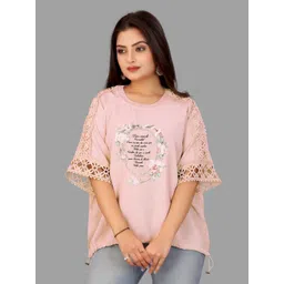 Madborn Creation Women Floral Printed Round Neck Cotton Oversized T-shirt-picture-19