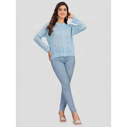 Madborn Creation Women Open Knit Woollen Cardigan-picture-31