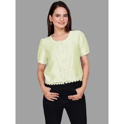 Madborn Creation Women Self Design Lace Inserts Crop Top-picture-19