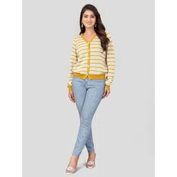 Madborn Creation Women Striped Woollen Cardigan-picture-27