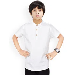 MADE IN THE SHADE Boys Band Collar Cotton Straight Kurta-picture-17