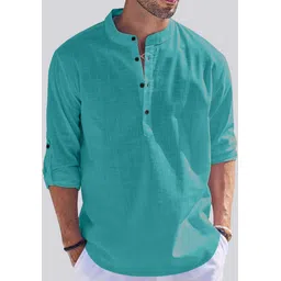 madhavista Men Solid Cotton Blend Straight Kurta-picture-11