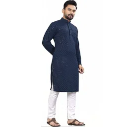 madhavwears Men Embellished Thread Work Handloom Kurta-picture-11